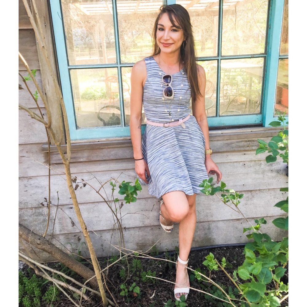 AQUA Fit & Flare Tweed Cutout Dress - Picture 2 of 6